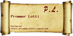 Prommer Lotti névjegykártya